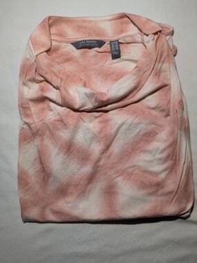 Lisa Rinna Collection Peach & Cream Tie-Dye Cowl Neck Top